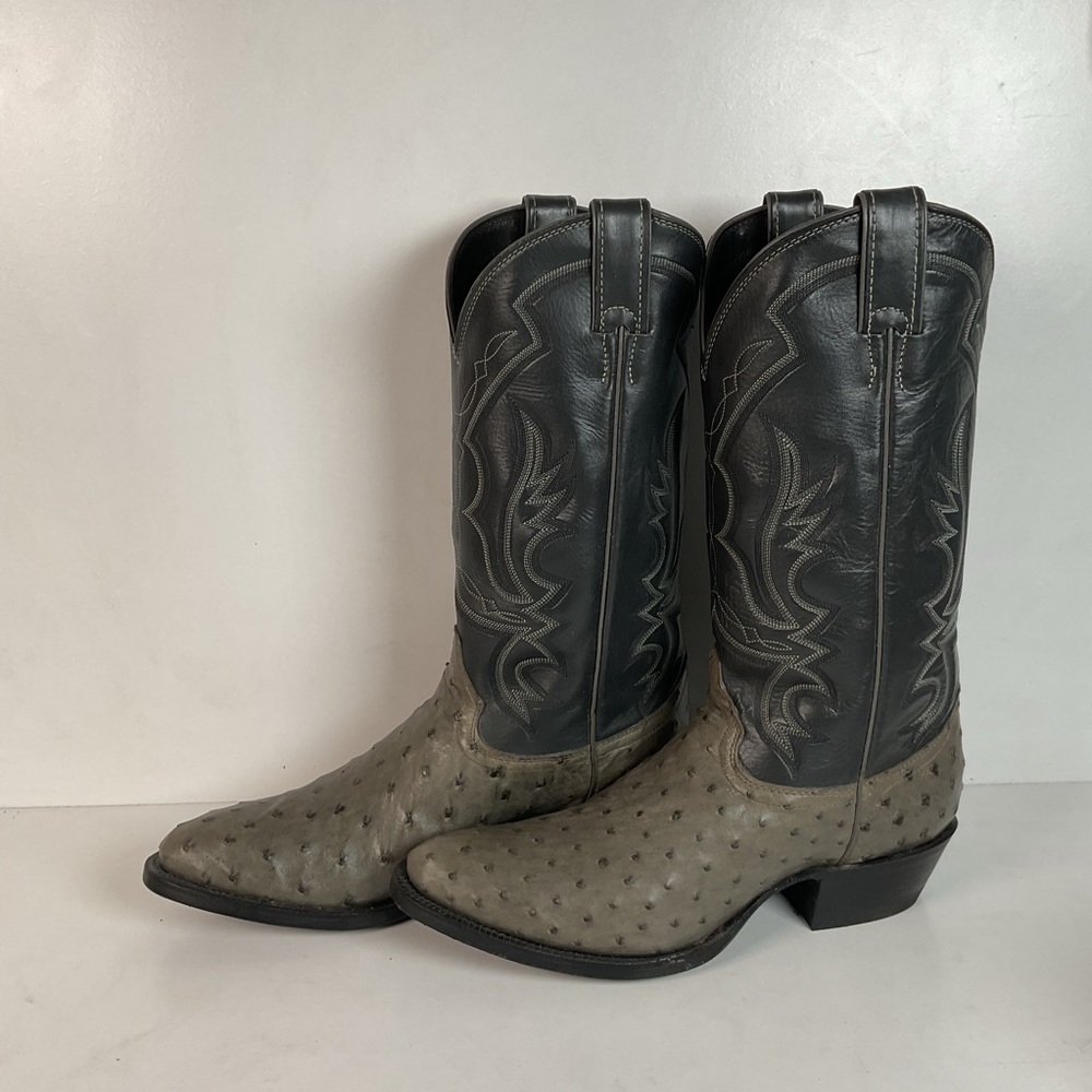 Vintage Justin Ostrich Quill Cowboy Boots | Exotic | USA Made | Men’s 9.5 D
